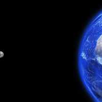 Moon and Earth in space