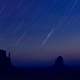 Star trails in the sky during the Perseid meteor shower