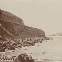 Soldier baths and Nobbys at Newcastle, New South Wales, Australia