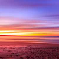 Beautiful landscape, sunset, and dusk on the beach at Sydney, New South Wales, Australia