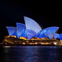 Sydney Opera House lighted Up at night in New South Wales, Australia