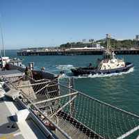 Transport ship docking in Darwin, Australia