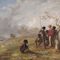 Thomas Baines with Aborigines at Mouth of Victoria River, Australia