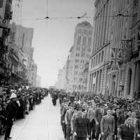 Royal Australian Airforce recruits in 1940 marching in Brisbane, Queensland, Australia