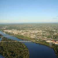 Aerial view to the east of Bundaberg, Queensland, Australia