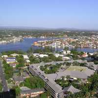 Gold Coast Waterway and Chevron Island in Queensland, Australia