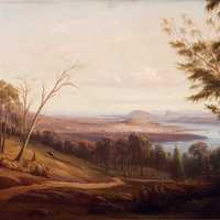 View of Hobart Town in 1853 in Tasmania, Australia