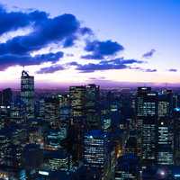 Dusk Cityscape in Melbourne, Victoria, Australia