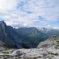 Clouds over the high mountain peaks