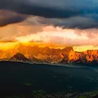 Golden Mountain Tops over the Alps in Austria