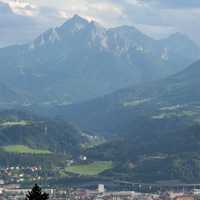 Panoramic view looking down in Innsbruck, Austria