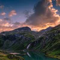 Red Clouds over the Mountains in Grossglockner, Austria