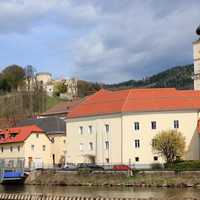 Riverside and Wolfsberg Castle in Austria