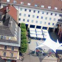 Town Hall aerial view in Villach, Austria