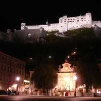 Festung Hohensalzburg with Kapitel Square in the Background in Salzburg, Austria