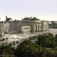 Color photo lithograph of Vienna, 1900 in Austria