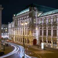Lights, streets, and buildings in Vienna, Austria