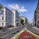 Street View with buildings and road in Vienna, Austria