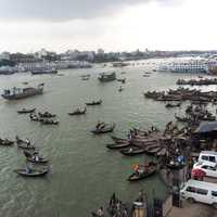 Buriganga River with lots of Boats in Dhaka, Bangladesh