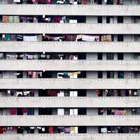 Clothes drying in the Windows in Dhaka, Bangladesh