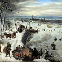 Antwerp in 1590 with the Frozen Scheldt in Belgium