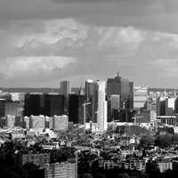 Black and white cityscape skyline in Brussels, Belgium