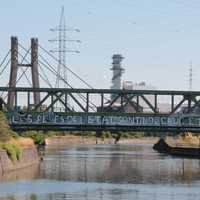 Bridge across the river in Charleroi, Belgium