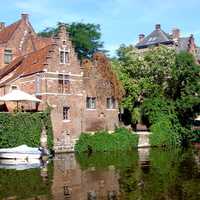 Buildings along the Leie river in Ghent, Belgium