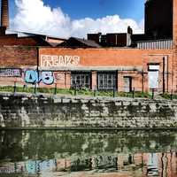 Buildings and graffiti in Ghent, Belgium