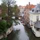 Aerial view over one of Bruges' canals in Belgium