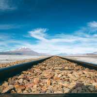 Railtracks into the horizon in Bolivia