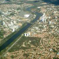 Aerial view of the city, with the Poti River through the city in Teresina, Brazil