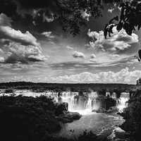 Black and White view of Iguazu Falls, Brazil
