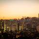 Dusk Skyline with skyscrapers and orange Skies in Sao Paulo, Brazil