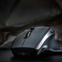 Black gaming mouse closeup