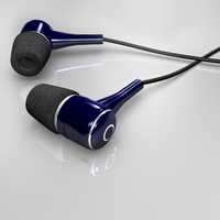 Blue Earphones 3d rendering