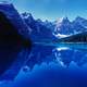 Blue Waters of the reflective lake at Banff National Park, Alberta, Canada