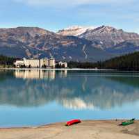 Lake Louise Landscape with mountains and resort