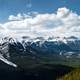 Panorama of the Mountain Tops with snow in Banff National Park, Alberta, Canada