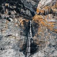 Waterfall from the Mountain in Banff National Park, Alberta, Canada