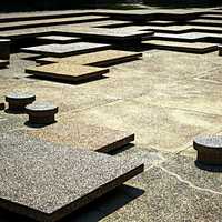 Dry pools on the grounds of the Alberta Provincial Legislature Building in Edmonton