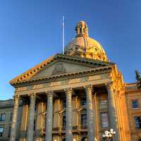 Main entrance to the Alberta Legislature in Edmonton