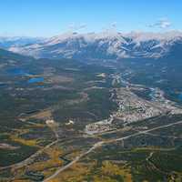 Aerial View of the landscape of Jasper National Park, Alberta, Canada