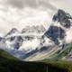 Beautiful misty mountains at Jasper National Park, Alberta, Canada