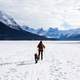 Cross Country Skiing with dog in Jasper National Park, Alberta, Canada