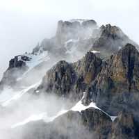 Fog around the Mountaintop at Jasper National Park