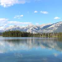 Lake Landscape of Lake Beauvert in Jasper National Park, Alberta, Canada