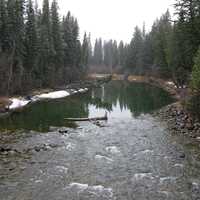 Miette River landscape in the winter at Jasper National Park, Alberta, Canada