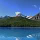 Scenic landscape with clear lake and Mountains in Jasper National Park, Albert, Canada