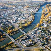 Aerial shot of the Cityscape of Red Deer, Alberta